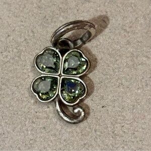🍀Listing! Brighton Little Clover Charm Four pale green crystal leaves in silver